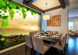 3D wallpaper in the kitchen interior