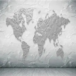 Plaster world map in the kitchen interior