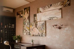 Plaster world map in the kitchen interior