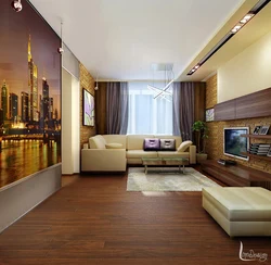 Living room interior styles with photo wallpaper
