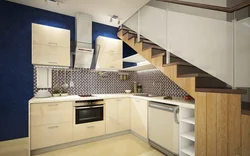 Kitchen design with stairs to the second floor