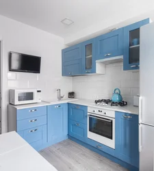 Kitchen blue wood photo