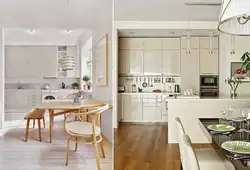 Бежевые стены в интерьере кухни