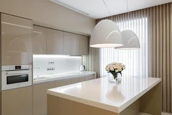 Beige walls in the kitchen interior