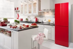 Kitchen With Red Refrigerator Interior Photo