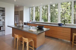 Kitchens with a floor-to-ceiling window photo