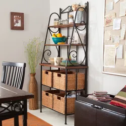 Wooden rack for the kitchen interior photo