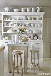 Wooden rack for the kitchen interior photo