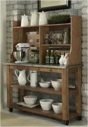 Wooden rack for the kitchen interior photo