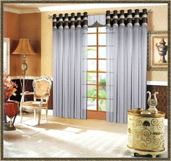 Curtains with eyelets in the living room interior