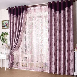 Curtains with eyelets in the living room interior