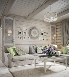 Interior of a small living room in Provence style