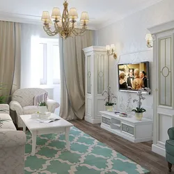 Interior of a small living room in Provence style