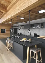 Wooden loft kitchen photo