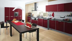 Gray burgundy kitchen design
