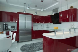 Gray burgundy kitchen design
