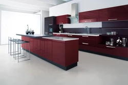 Gray burgundy kitchen design