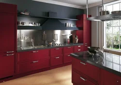 Дизайн Серо Бордовой Кухни