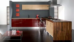Gray burgundy kitchen design