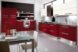 Gray burgundy kitchen design