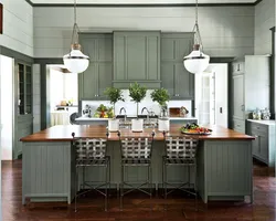 Kitchen gray light green photo