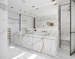 Marble tiles in the bathroom interior