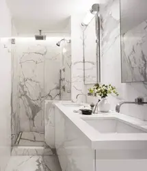 Marble tiles in the bathroom interior