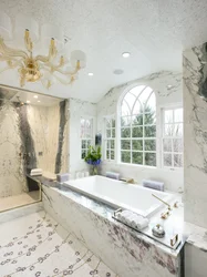 Marble tiles in the bathroom interior
