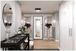 Interior hallway with mirror in apartment photo