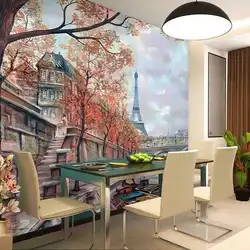 3D foto divar kağızı ilə mətbəx dizaynı