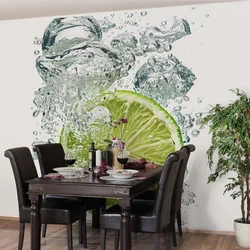 3D foto divar kağızı ilə mətbəx dizaynı