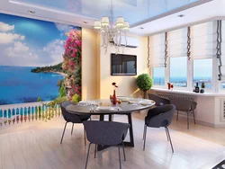Kitchen design with 3D photo wallpaper