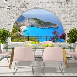 3D foto divar kağızı ilə mətbəx dizaynı