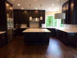 Dark floor kitchen photo design