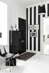 Hallway walls white and black photo