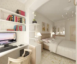 Room design bedroom and work area in one