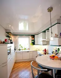 Glossy ceilings in kitchens in the interior