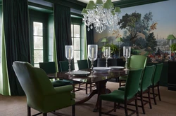 Living Room Emerald Color Design Photo