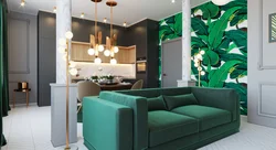 Living room emerald color design photo