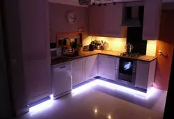 Kitchen with LED strip photo lighting