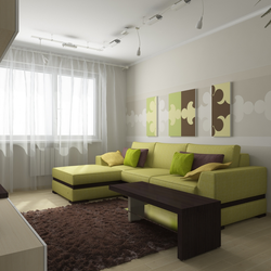 Brown green living room design