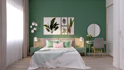 Bedroom in light green tones photo