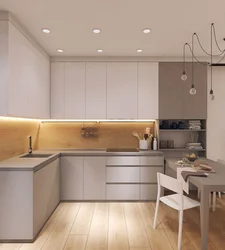 Kitchen interior design in a modern style in light colors corner