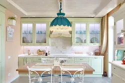 Chandeliers in the interior of a Provence kitchen photo