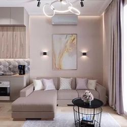 Kitchens in light colors with a sofa photo