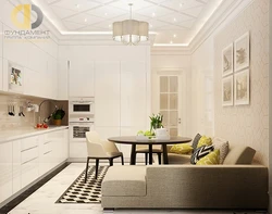 Kitchens in light colors with a sofa photo