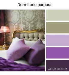 Combination of purple with others in the bedroom interior