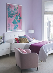 Combination of purple with others in the bedroom interior