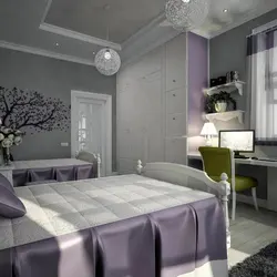 Combination of purple with others in the bedroom interior