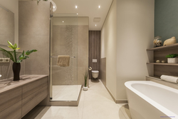 Bathroom design beige gray